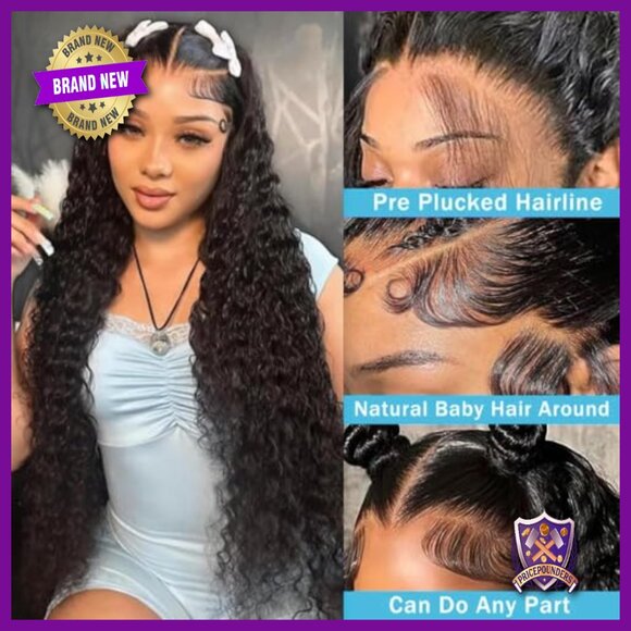 13x6 HD Lace Front Wig Human Hair Deep Wave Pre Plucked Glueless 28in main image 5